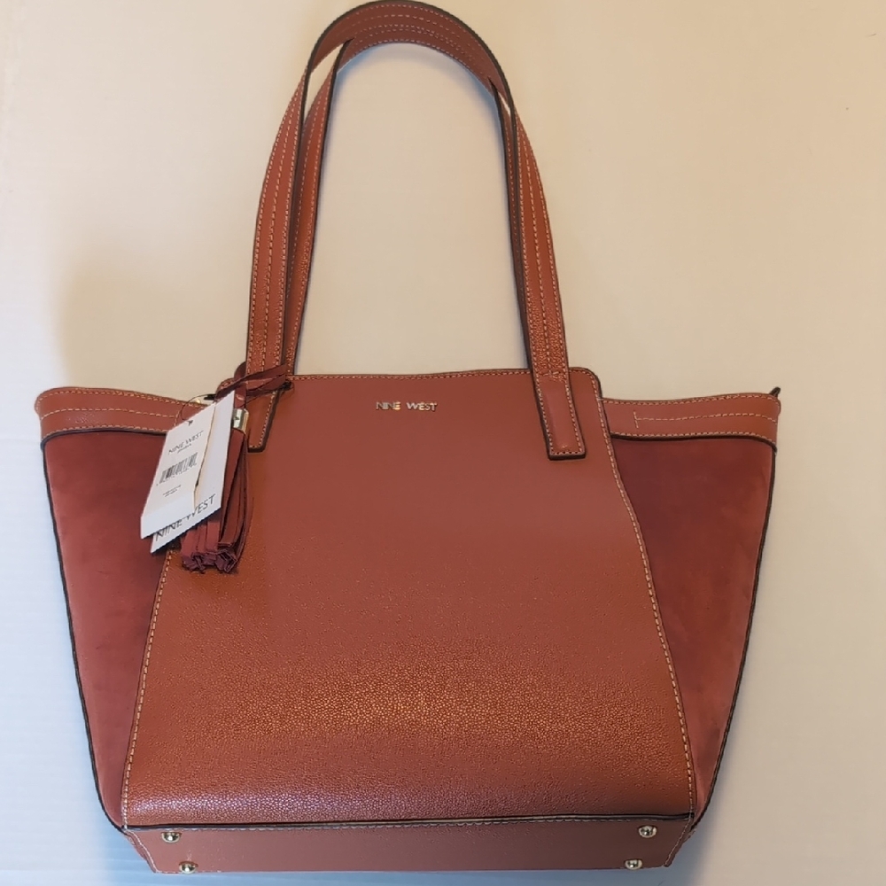 Nine West Orange Tote Bag with Structured Design